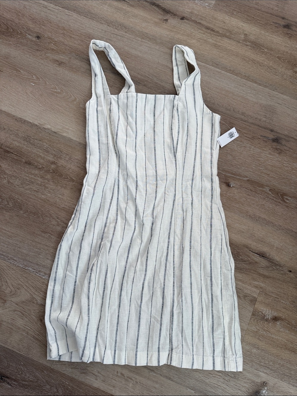 Old Navy Cream Dress with Navy Vertical Stripes